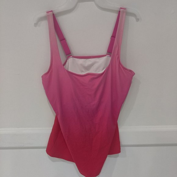 Lands End Womens Square Neck Underwire Tankini Pink Ombre $60 18W 18WT 20WT - Picture 1 of 1